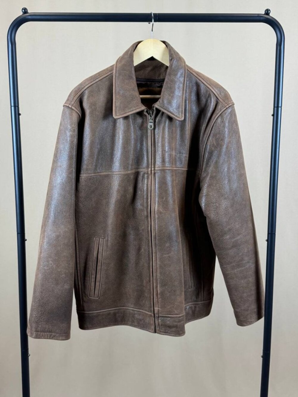 Vintage Canada Sportswear Men’s Medium Brown Genuine Leather Jacket Distressed
